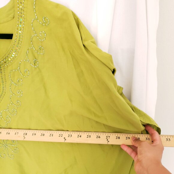 Rima Beach World Green Sequence Poncho Moo Moo Boho Relaxed Dress One Size - Picture 4 of 16